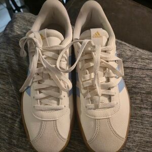 Adidas Cream and Light Blue Sneakers